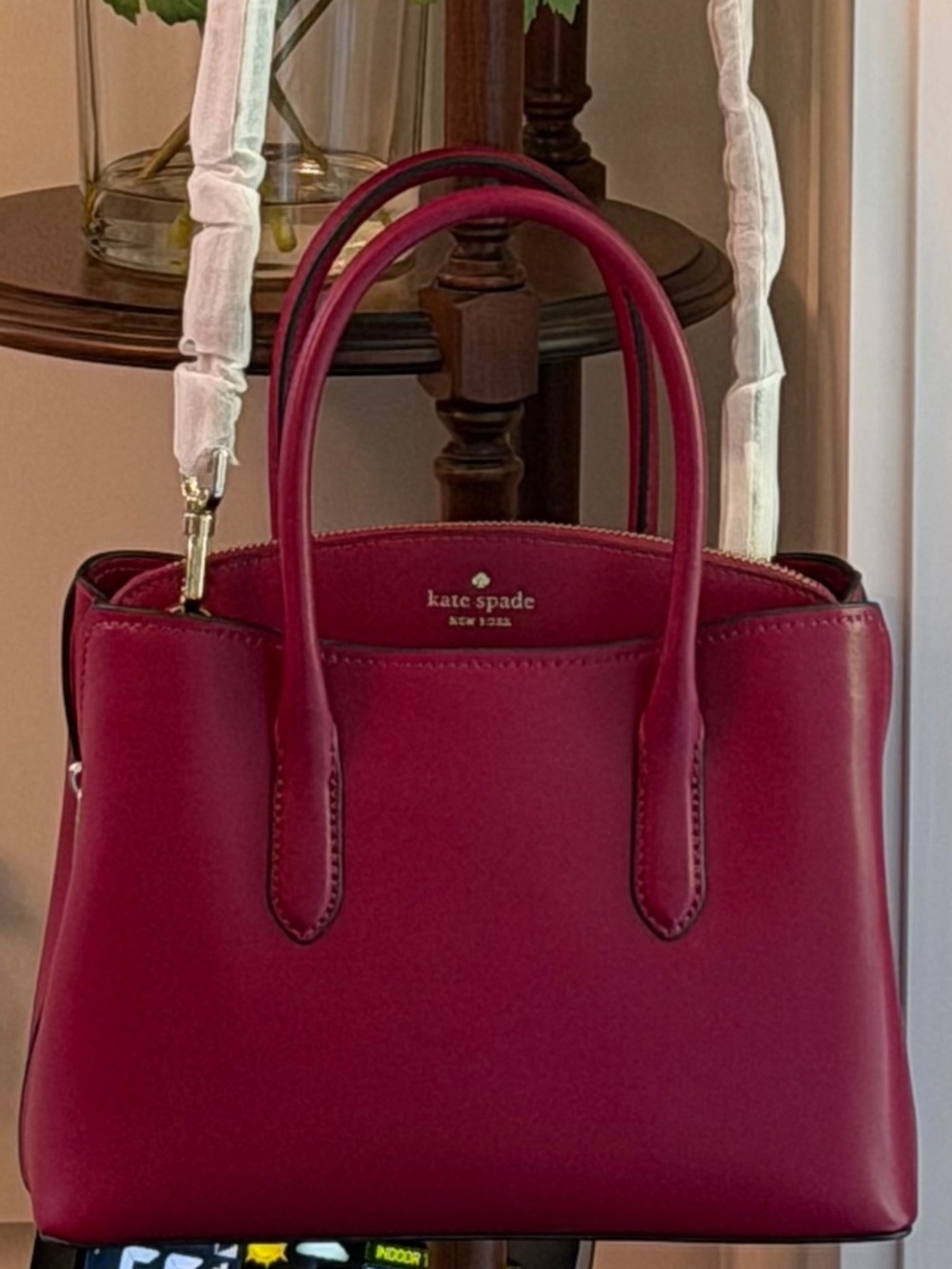 Like New Kate Spade New York Rory Saffiano Leather Medium Satchel in BlackBerry - Picture 7 of 16